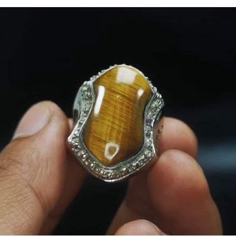 Cincin Terompah Nabi Batu Akik Tiger Eye