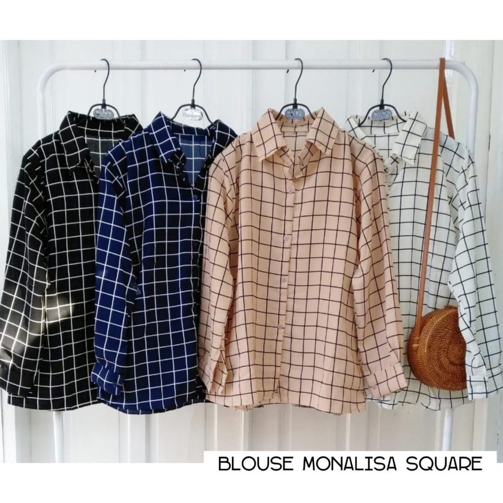 SQUARE BLOUSE / KEMEJA KOTAK-KOTAK / KEMEJA MONALISA