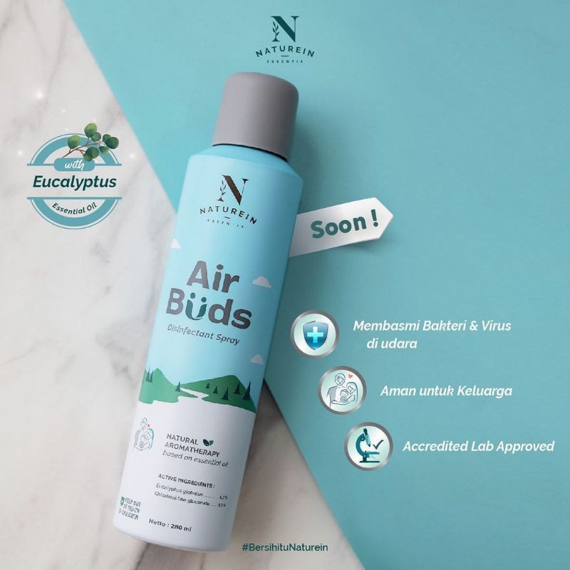 Naturein AirBuds Air Buds Air Disinfectant Spray 280ml (KHUSUS MEDAN DAN SEKITARNYA)