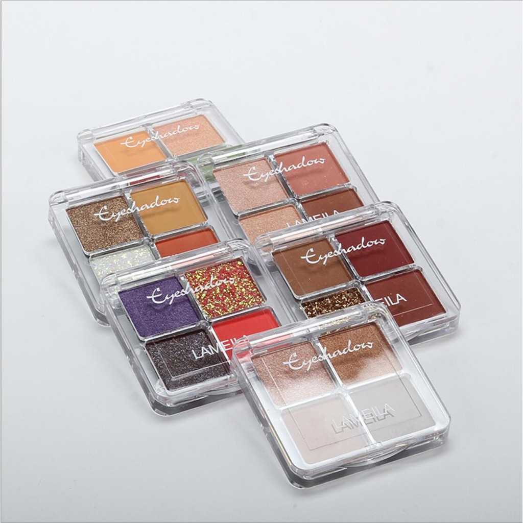 Palet Eyeshadow 4 Warna Matte Pearlescent Anti Air Tahan Lama Untuk Makeup/LAMEILA Imporrt/