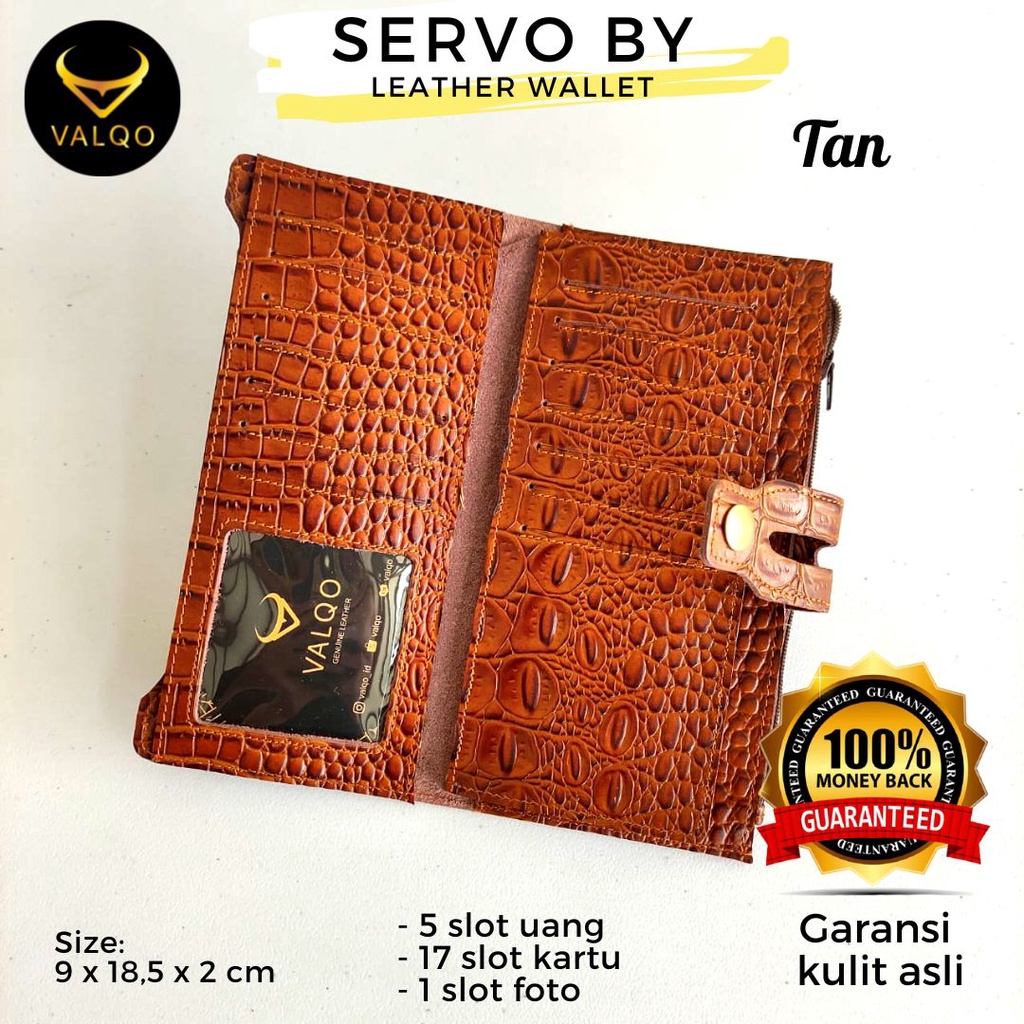 [VALQO] SERVO BY Dompet Kulit Sapi Motif Buaya untuk Pria Wanita