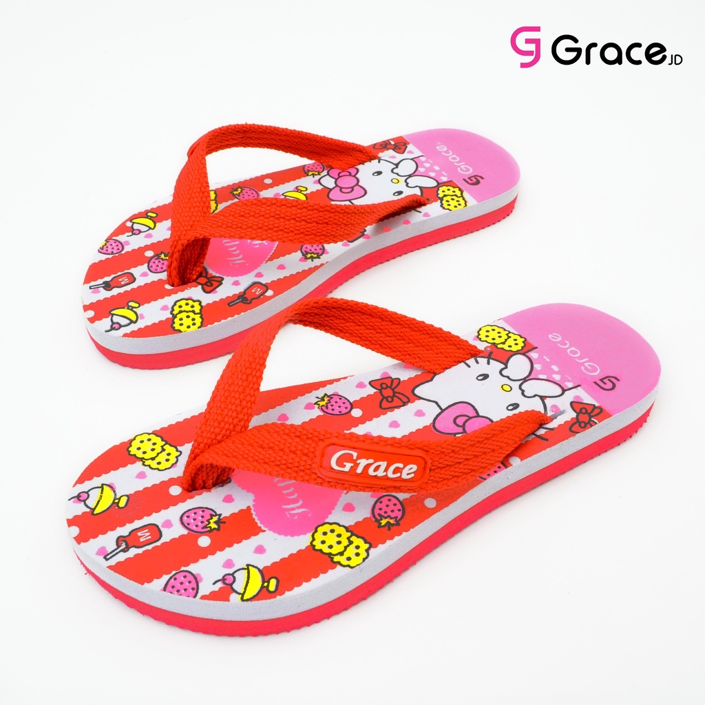 GRACE [NOIR TP HELLO KITTY] 26-35/ Sandal Jepit Anak Perempuan/ Sendal Jepit Spon Teplek Anak Cewek