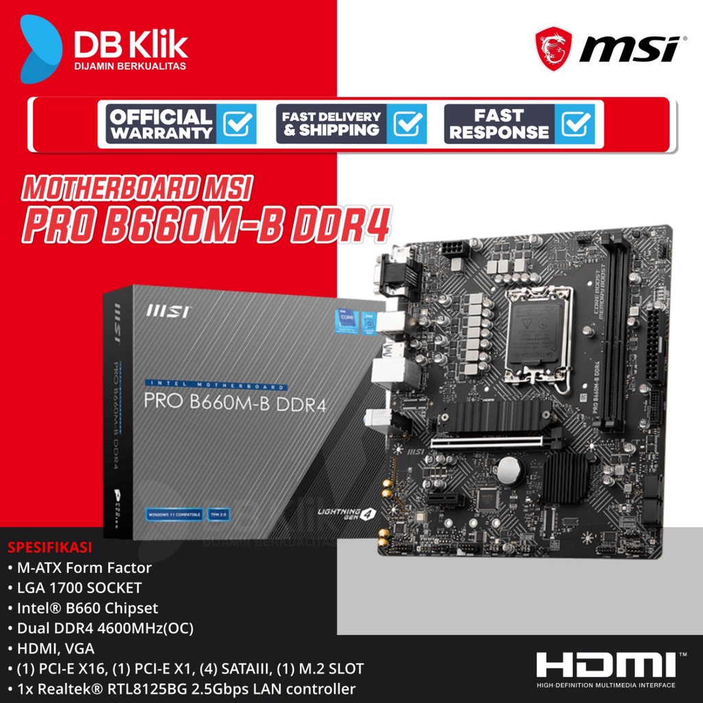 Motherboard MSI PRO B660M-B DDR4 m-ATX LGA1700 HDMI VGA - MSI B660M B