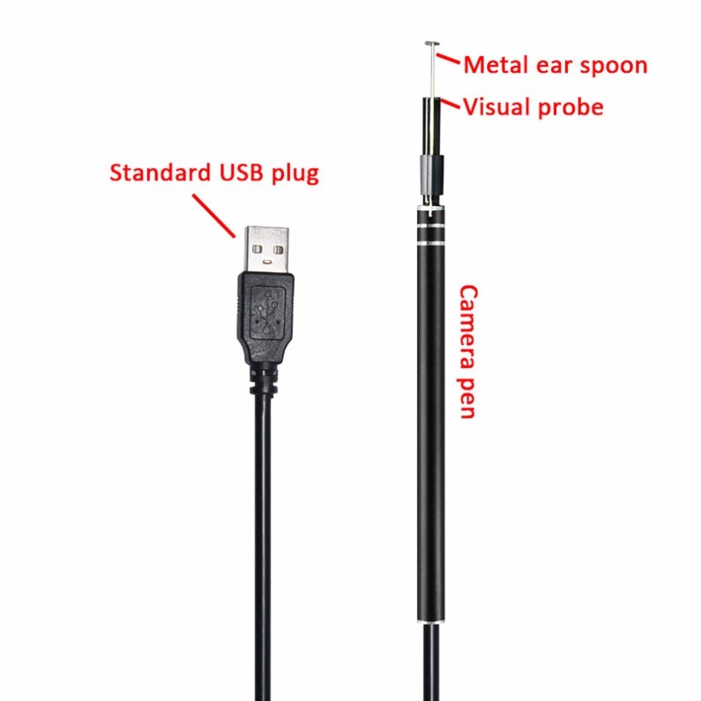 U-Kiss Kamera Endoscope HD Visual USB Earpick 5.5mm - EU-0 - Black