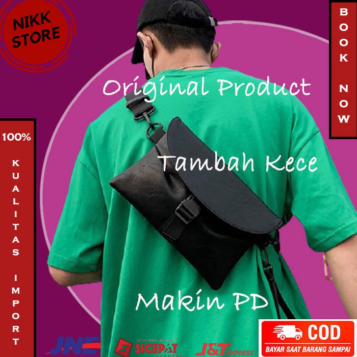 Tas Slempang Pria Murah Kulit Distro Original Mini Import Keren Sandang Selendang Bahu Pria AB148