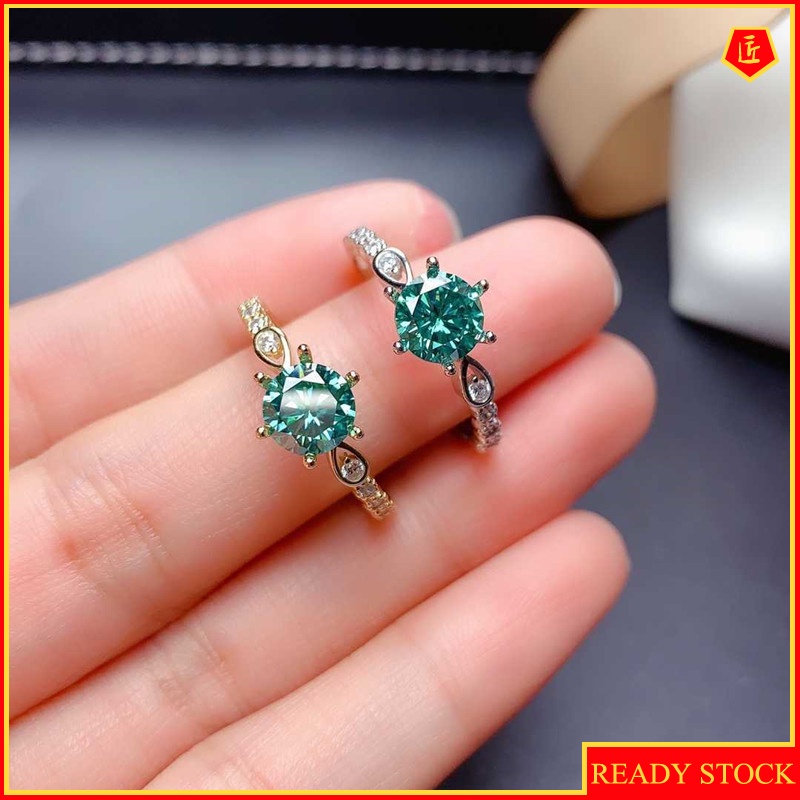 [Ready Stock]Creative Personality Green Moissanite Ring