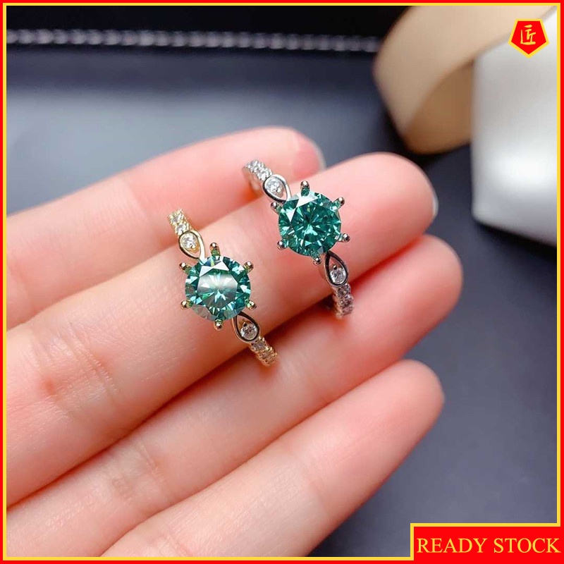 [Ready Stock]Creative Personality Green Moissanite Ring