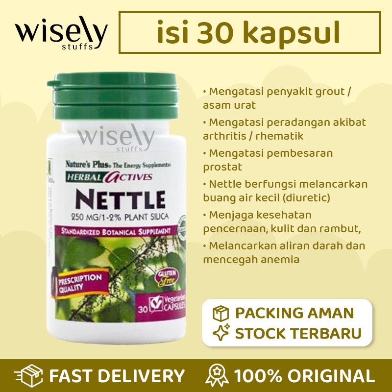 Nature's Plus Nettle 250mg Natures 250 mg BPOM Original Obat Asam Urat 30 kapsul