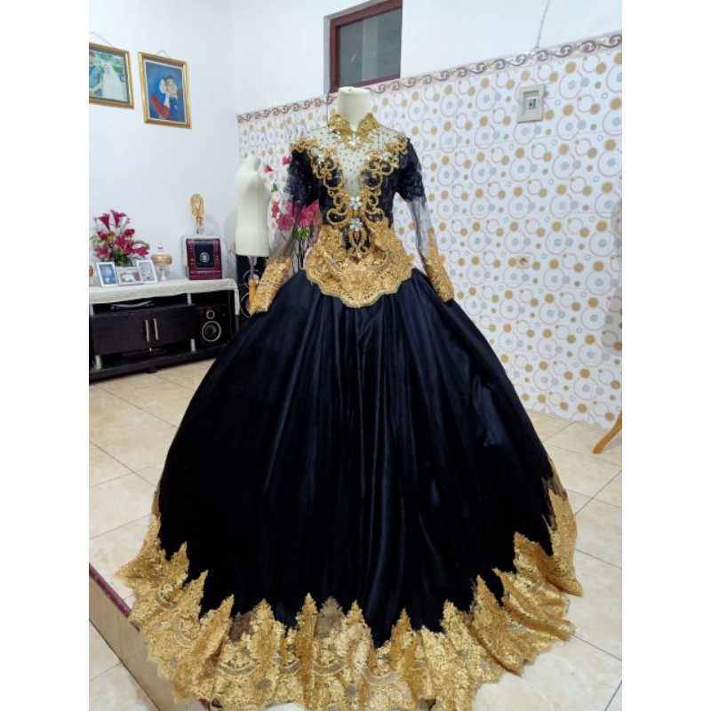 GAUN BERBI - GAUN BARBIE BLACK GOLD