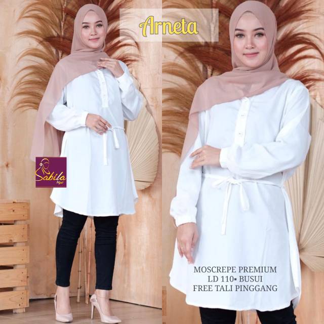 Arneta Tunik Tunik Putih Atasan Putih Baju Putih 