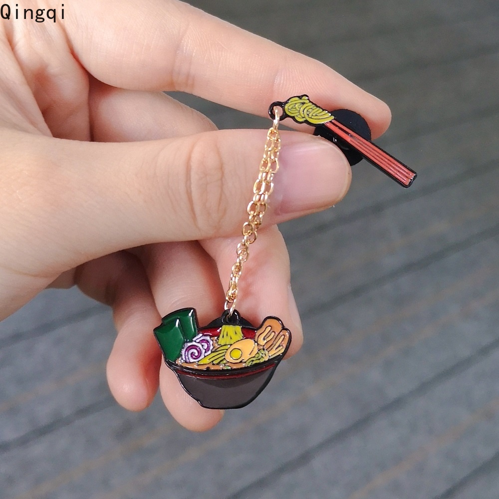 Bros Pin Enamel Desain Kartun Ramen Mie Jepang Lucu Dengan Rantai Untuk Kerah