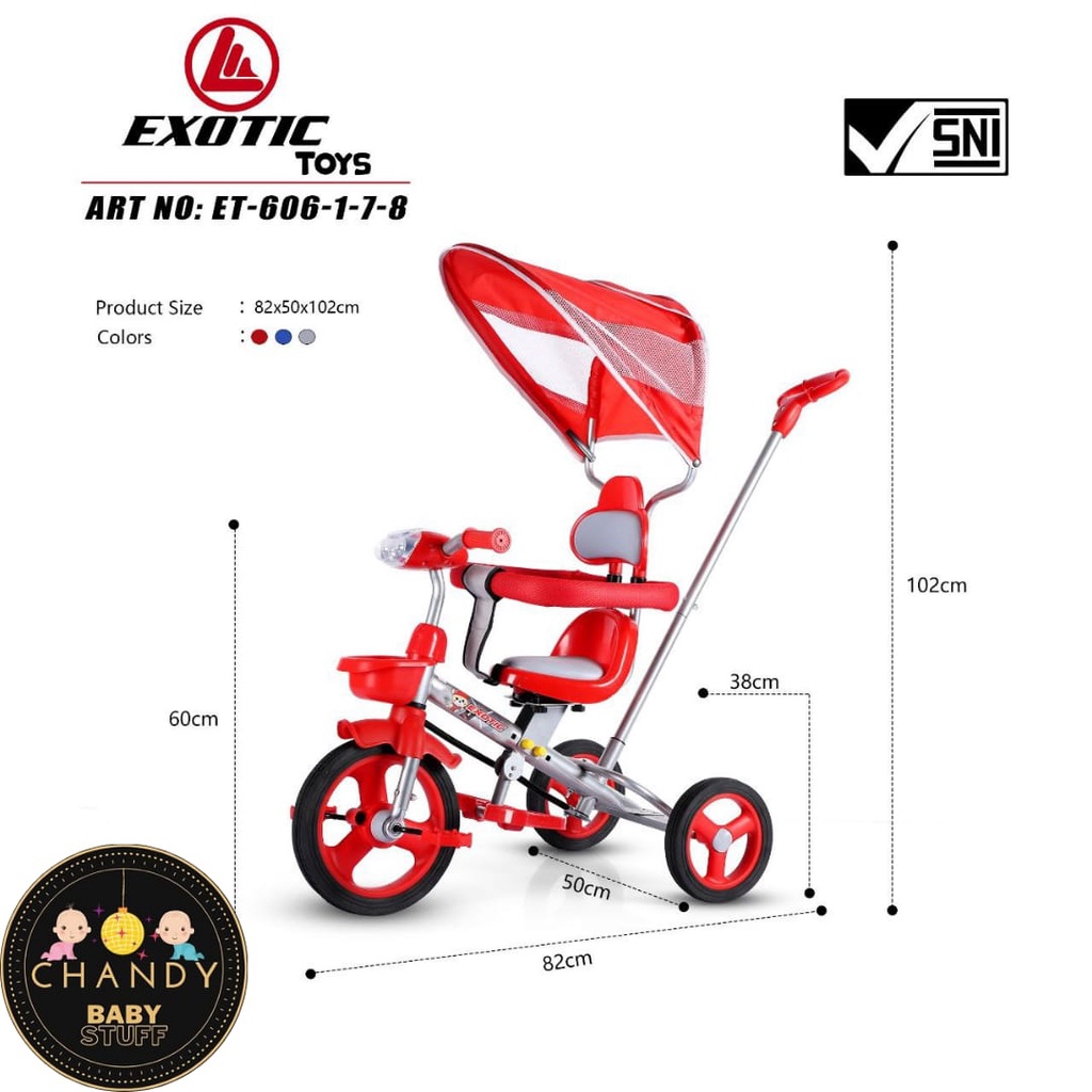 SEPEDA ANAK RODA TIGA TRICYCLE EXOTIC ET 606-1-7-8