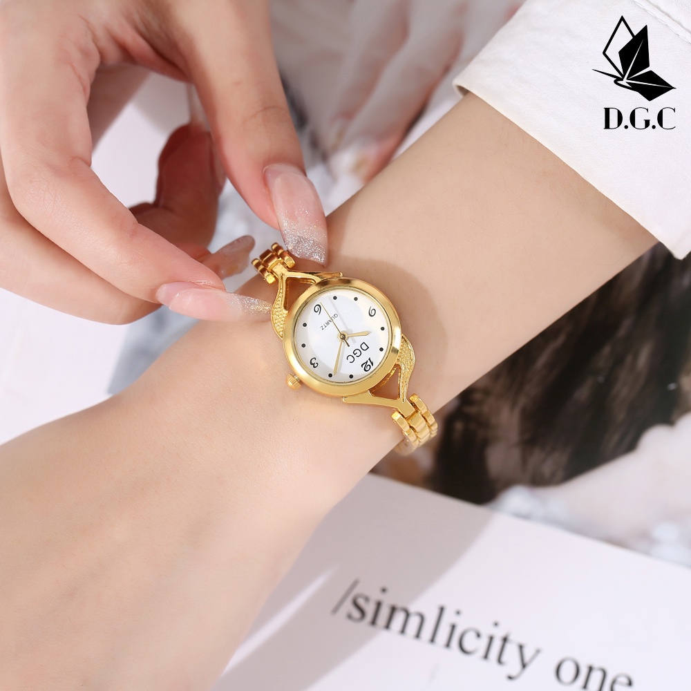 COD✅Jam Tangan Fashion Korea W222 Wanita Bulat Stainless Anti Karat Diamond - Jam Tangan Kasual