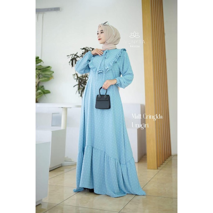 DIANTI DRESS CRINCLE RUBI ORI VENYTA LEBARAN SERIES PUTIH HITAM PASTEL