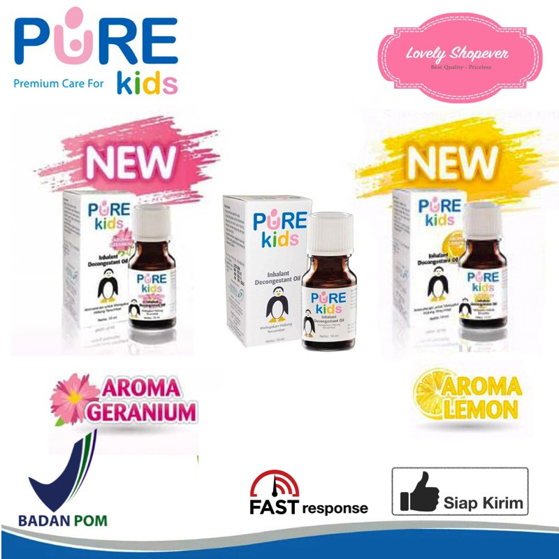 PUREKIDS PURE KIDS INHALANT DECONGESTAN LEMON ORIGINAL GERANIUM OIL OLBAS TUNGKU 10 10ML