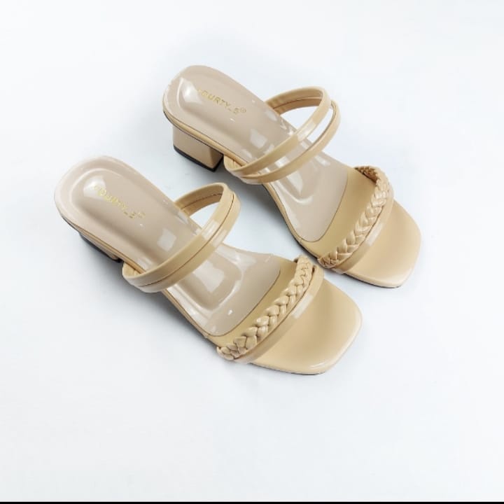 Sandal Heels Wanita Tali Kepang Hak Chunky 5cm NESANH - FIONNA