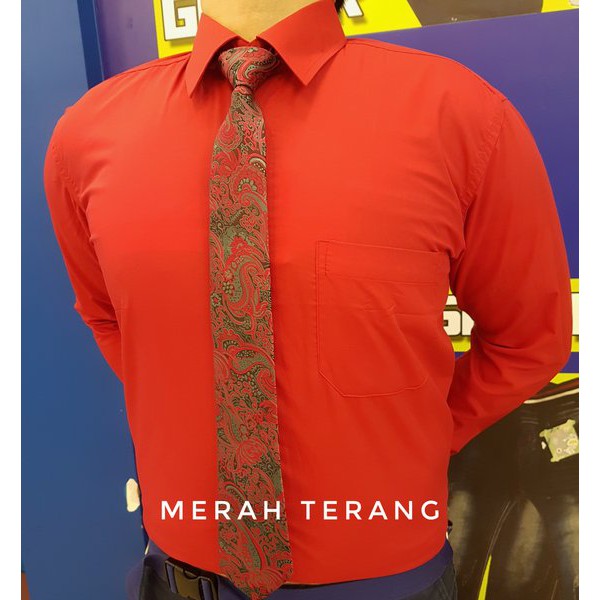 Kemeja Polos Pria Lengan Tangan Hem Panjang Formal Kerja Kantor Katun Dasi Seragam Warna Jas Alisan