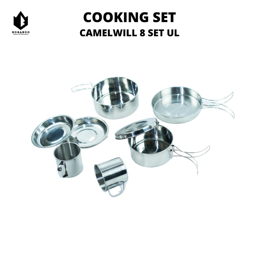 Bisa (COD) Cooking Set Camelwill - Nesting Stainless - Cooking 8 Set - Gelas Stainless Not Sola