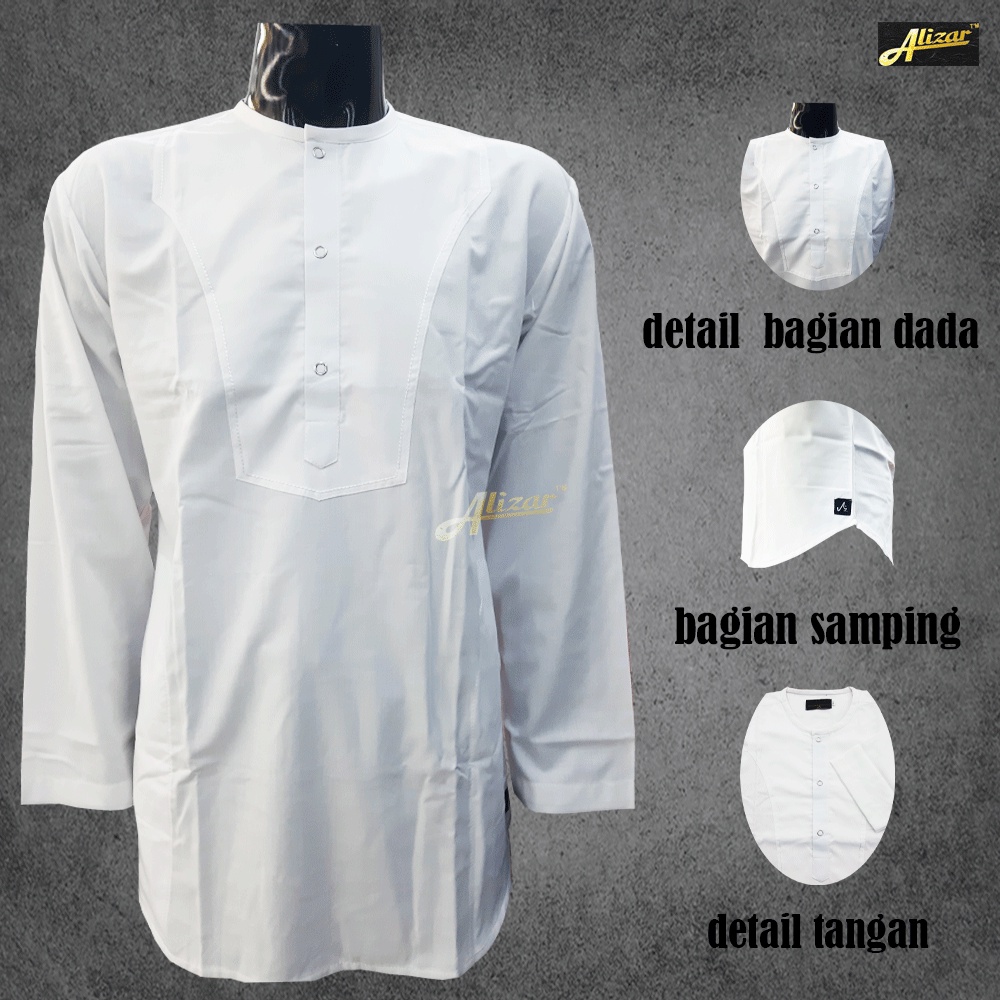 Koko Kurta Lengan Panjang, Baju Koko Premium Lengan Panjang Krah Oblong, Koko Putih Polos Pria Dewas