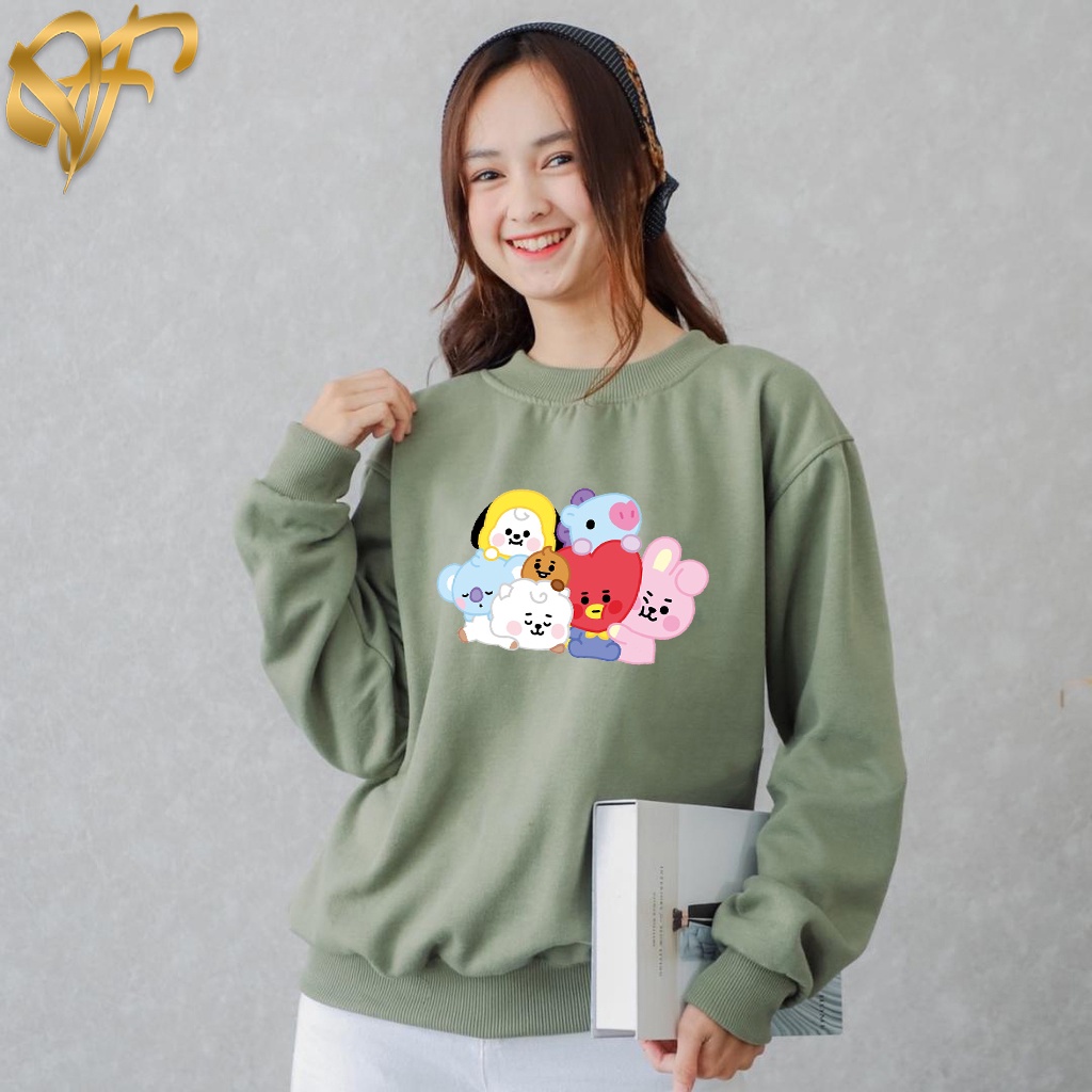 Sweater BT21 Family BTS Aesthetic Pria &amp; Wanita | Sweater Korea Style Fleece Cotton | Dhea Fashion