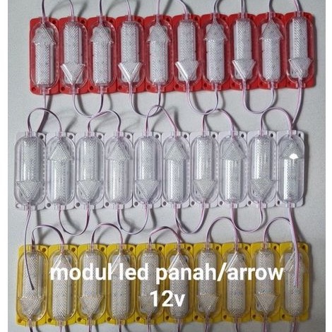 Lampu variasi LED anak panah modul arrow merah putih kuning red white yellow 12 volt 24 volt cocok untuk lampu motor mobil bis