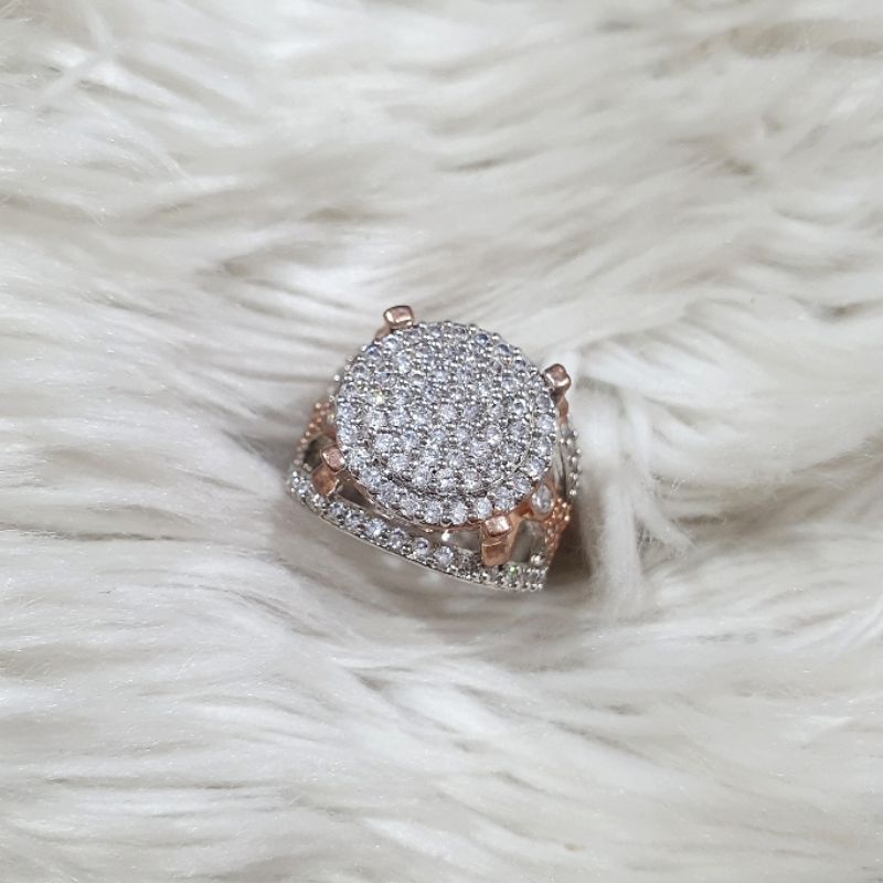Cincin zircon premium lapis emas anti karat anti alergi Ring Zircone mata kilau 025