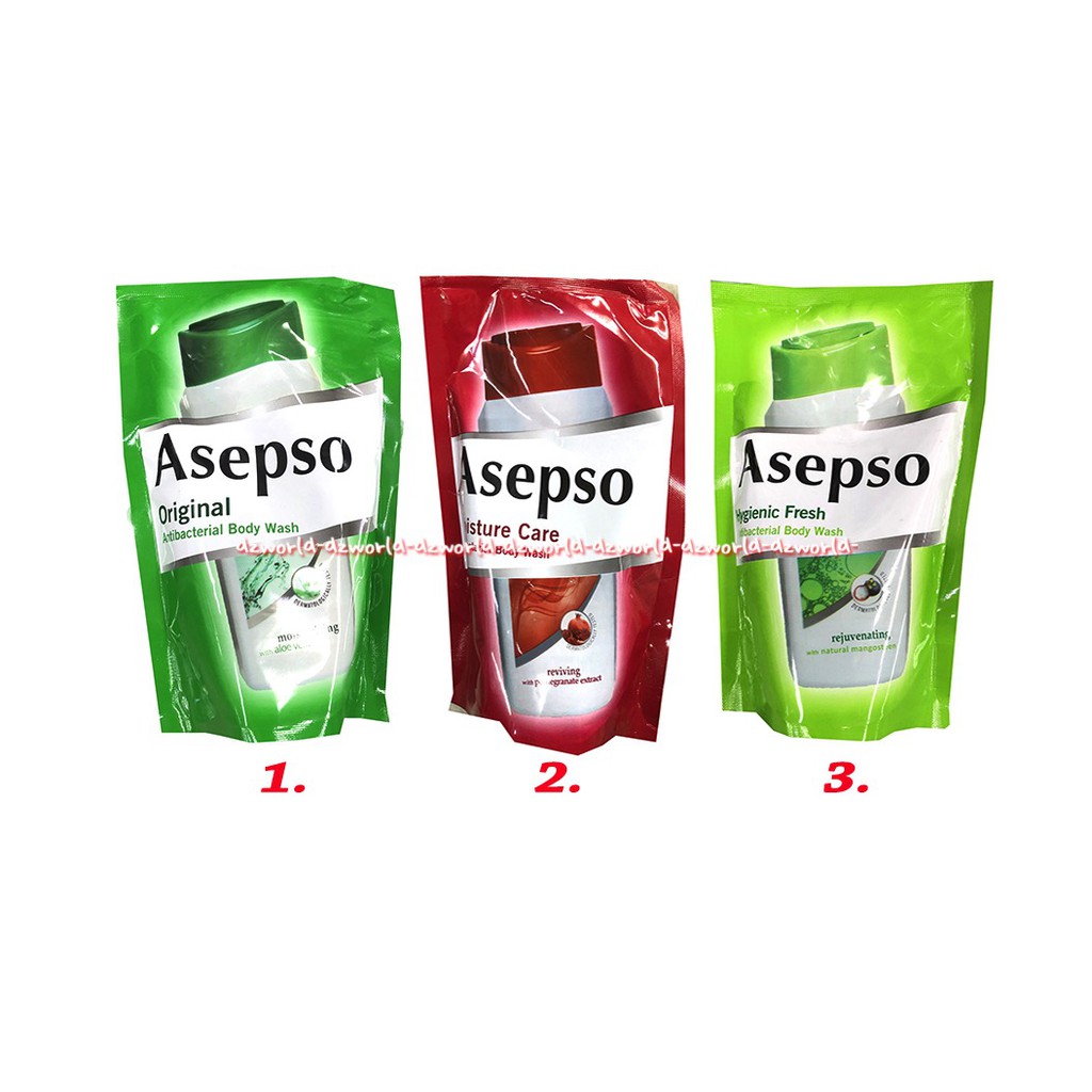 Asepso Original 450ml Moisture Care Hygienic Body Wash Sabun Mandi Cair Refill Kemasan Pouch Isi Ulang Asepsoo