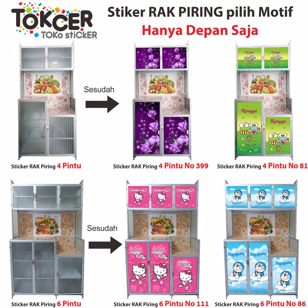 Stiker Rak PIRING 4 Pintu dan 6 Pintu