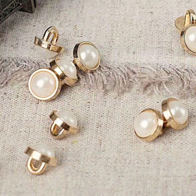 100 pcs kancing mutiara 12 mm list gold - kancing mutiara list gold 12 mm