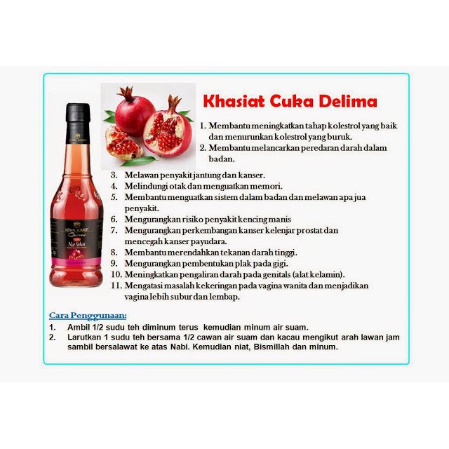 Cuka Buah Delima Balqees 250 Ml Pomegranate Vinegar Cuka Delima Indonesia