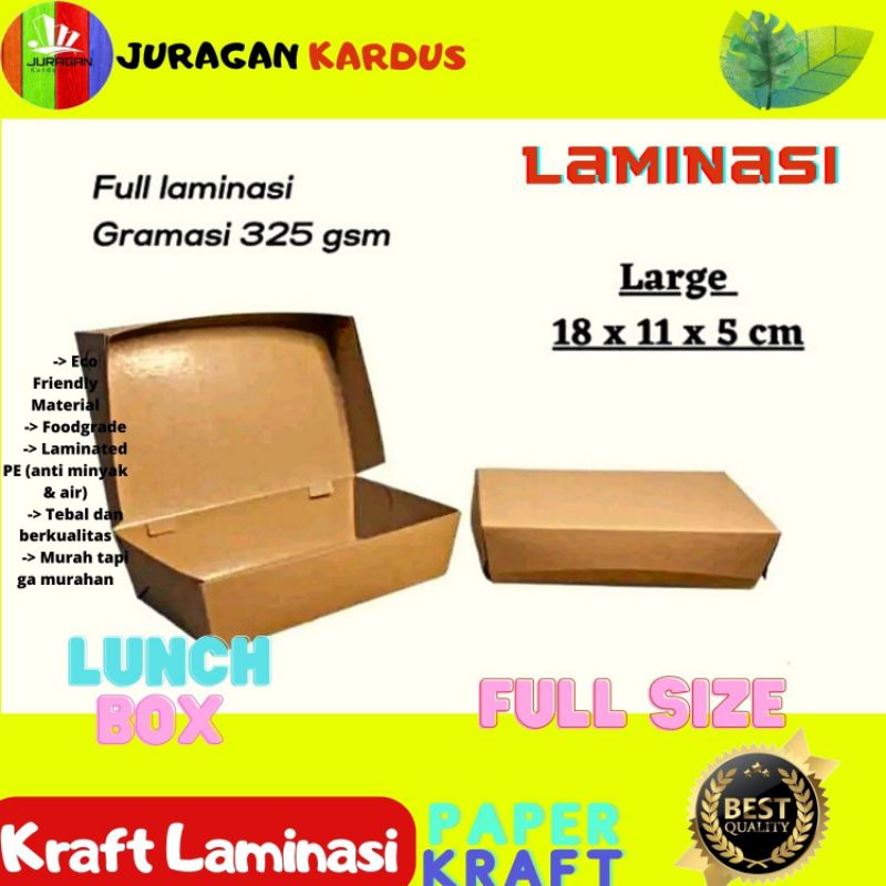 

Paper Lunch Box Kraft Laminasi Size M dan /Paper box Take away/Dus kotak nasi Tebal