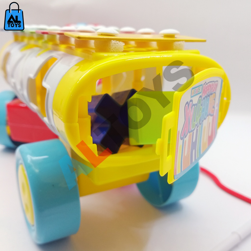 Mainan Edukasi Anak Alat Musik Tangga Nada Xylophone Gambang / Menggenal Bentuk Shape Model Mobil Truck AU01