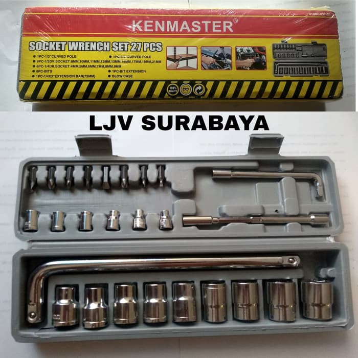 ORIGINAL KENMASTER KUNCI SHOCK SOK SET ISI 27 PCS SOCKET WRENCH