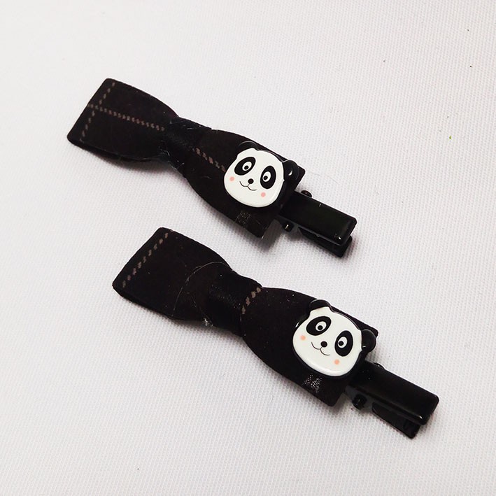 PGS-039 PANDA BLACK ISI 2 Jepit Rambut Pita Karakter Line Friends