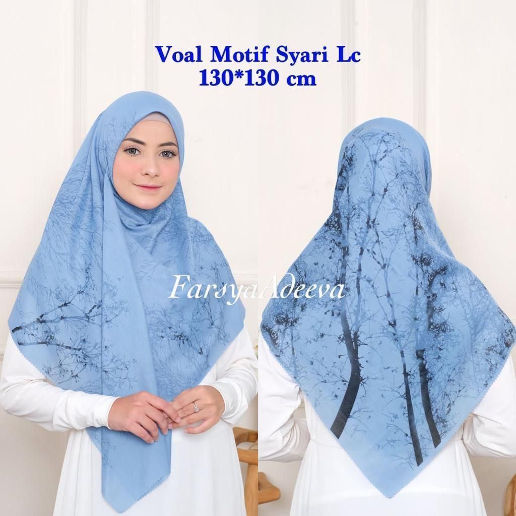 SERAGAM | New Hijab | 130 x 130 |Jilbab Segi Empat Syari Motif LC | Farsya Adeeva Voal Motif Syari L