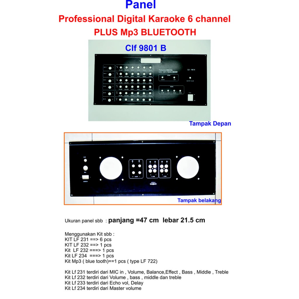 Panel Power digital Karaoke 6 channel plus MP3 clf 9801B