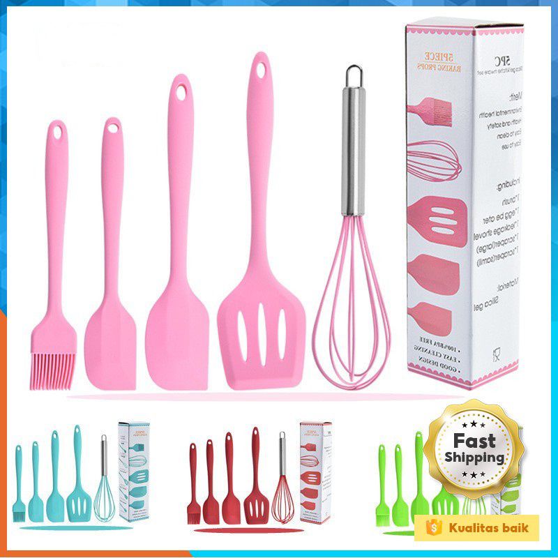 Set Spatula Peralatan Masak Sutil Silikon Non Stick Cooking Tools Isi 5