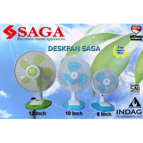 Kipas Angin Meja / Desk Fan Saga sof 10A 10 inch bisa swing kanan kiri mantap