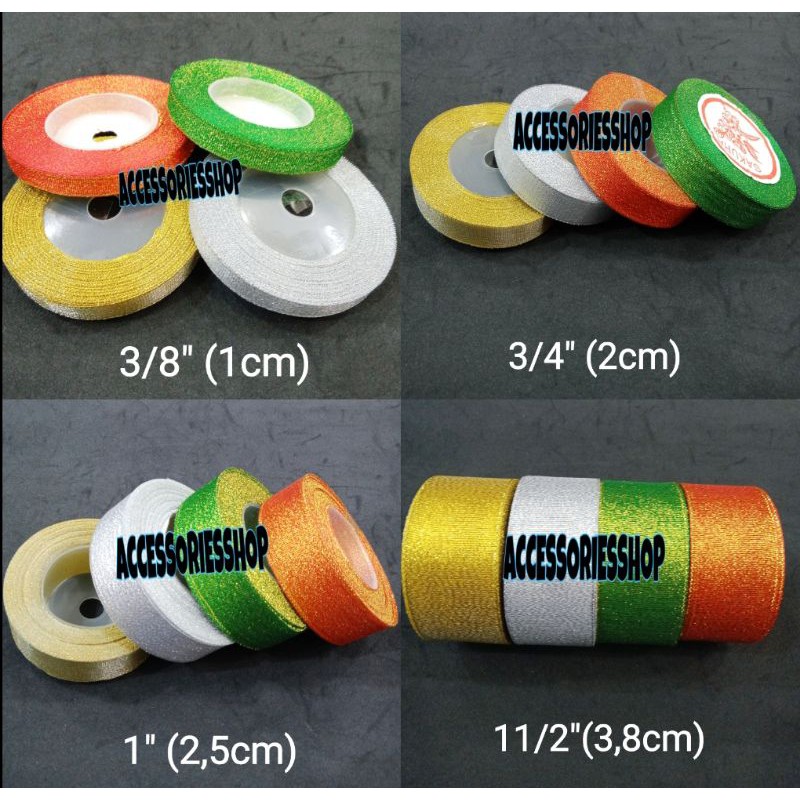 

Pita Gliter Gold Silver/pita kado/pita parcel idul fitri-1roll