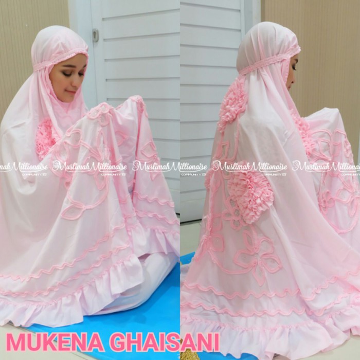 Termurah !!! Azurra Shop Mukena Ghaisani Sweet Heart Pink Edition Mukena Dewasa Fashion Muslim Murah