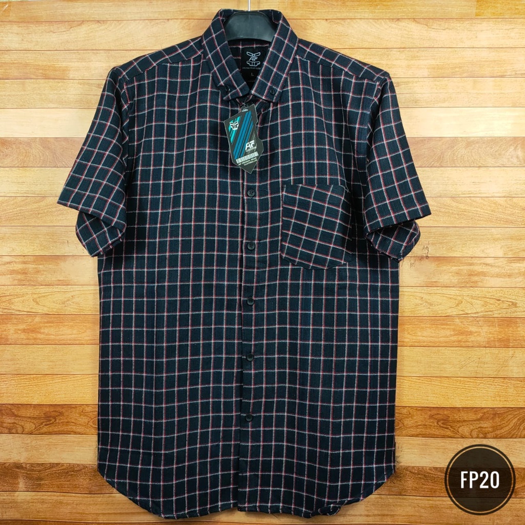 Kemeja Flanel Lengan Pendek / Kemeja Flanel Pria (FP14) Kemeja Surfing Distro