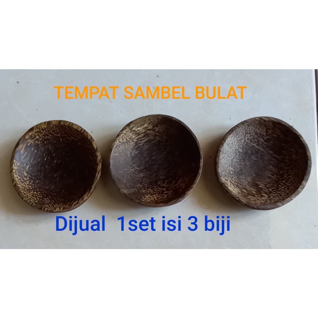 Termurah Tempat Sambel  Bulat Kayu Aren isi  3