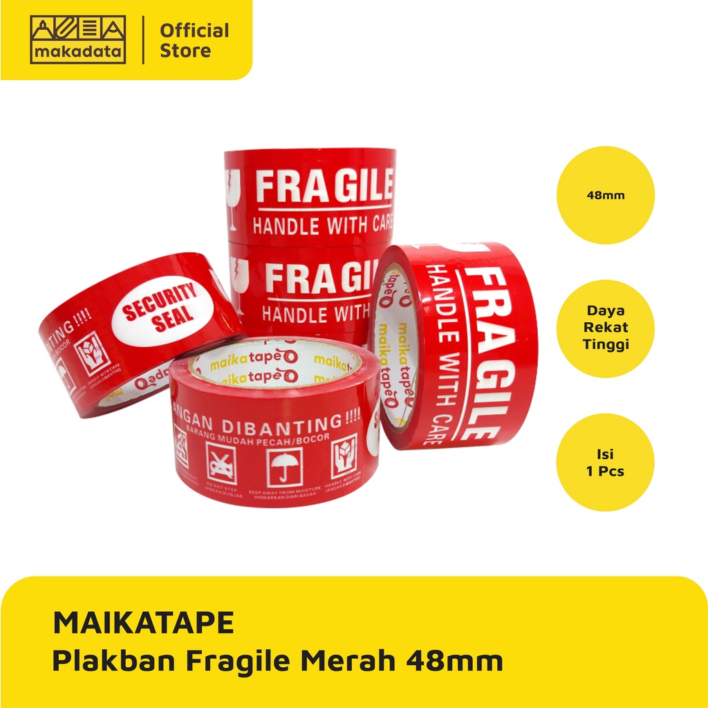 

OPP TAPE / PLAKBAN / LAKBAN FRAGILE MERAH MAIKATAPE 48MM MURAH