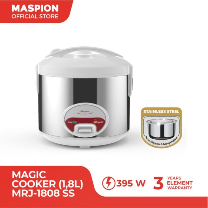 MASPION Rice Cooker 1.8 Liter Panci Stainless EX 1808SS / Magic Com - Garansi 1 Tahun