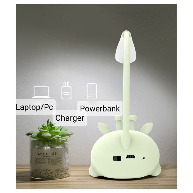 Lampu Meja Belajar Baca Aesthetic LED Baca Table Lamp Portable Cas Charger Karakter Lucu Murah