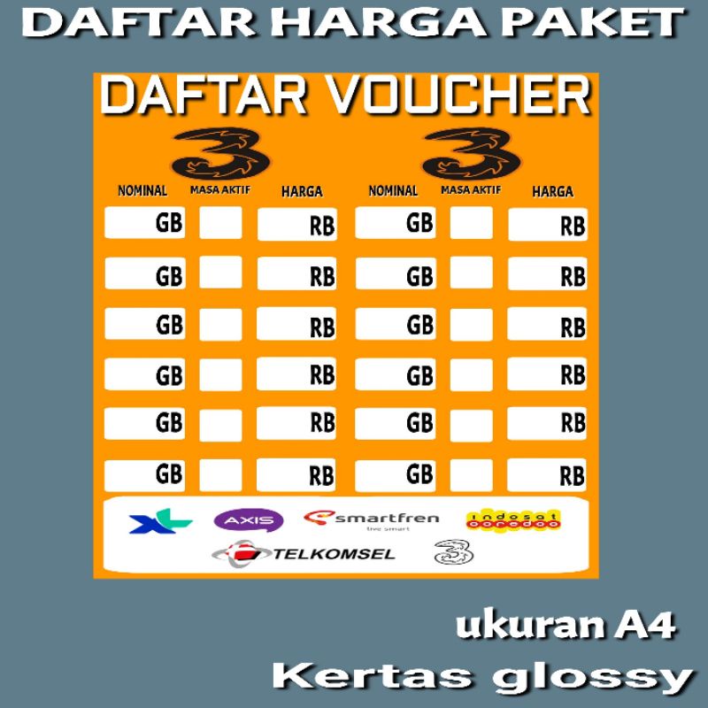 

DAFTAR HARGA PRUDUK PAKET DATA KONTER DAN PHONCEL L1