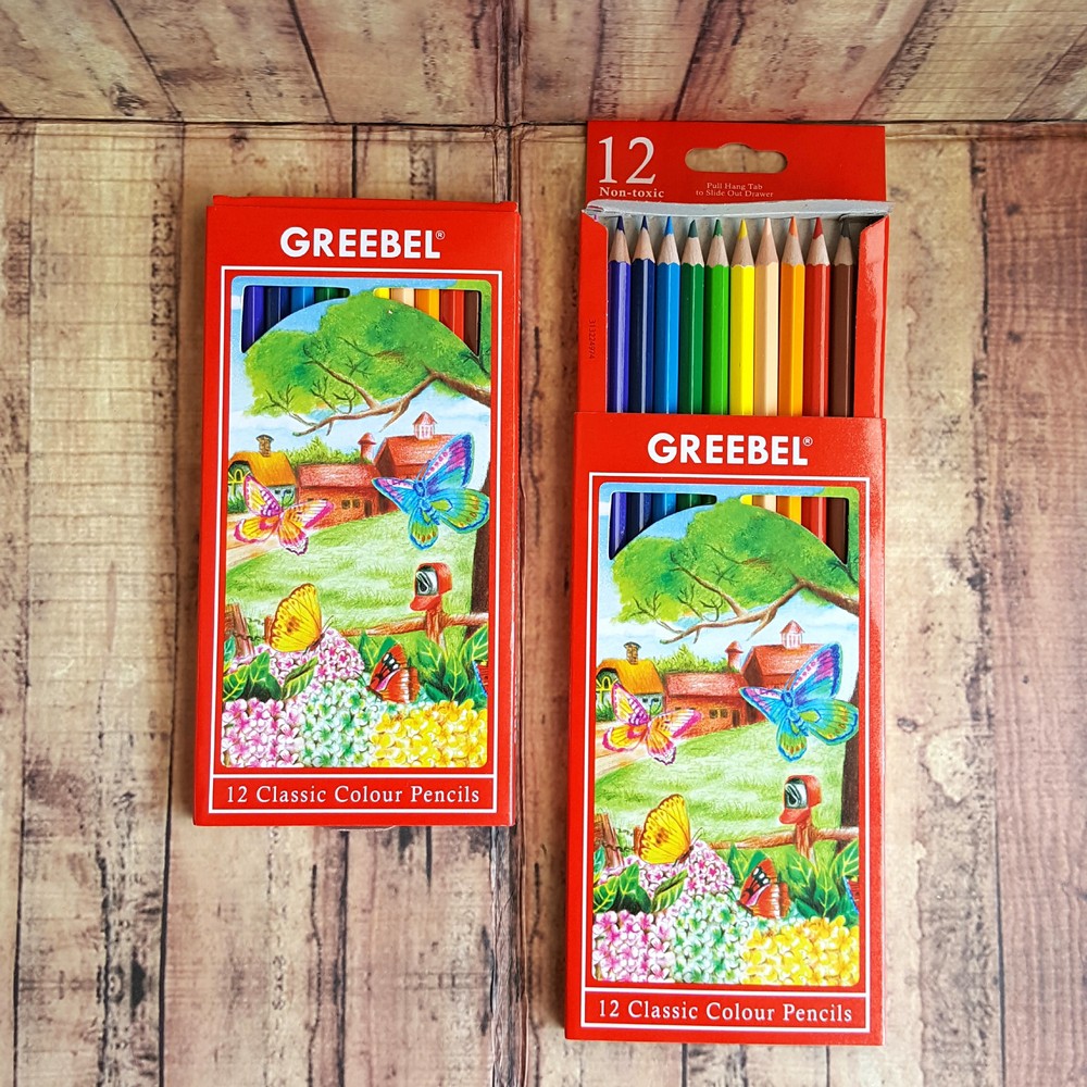 Pensil Warna Greebel Panjang Isi 12 - 12 Classic Color Pencils 7012