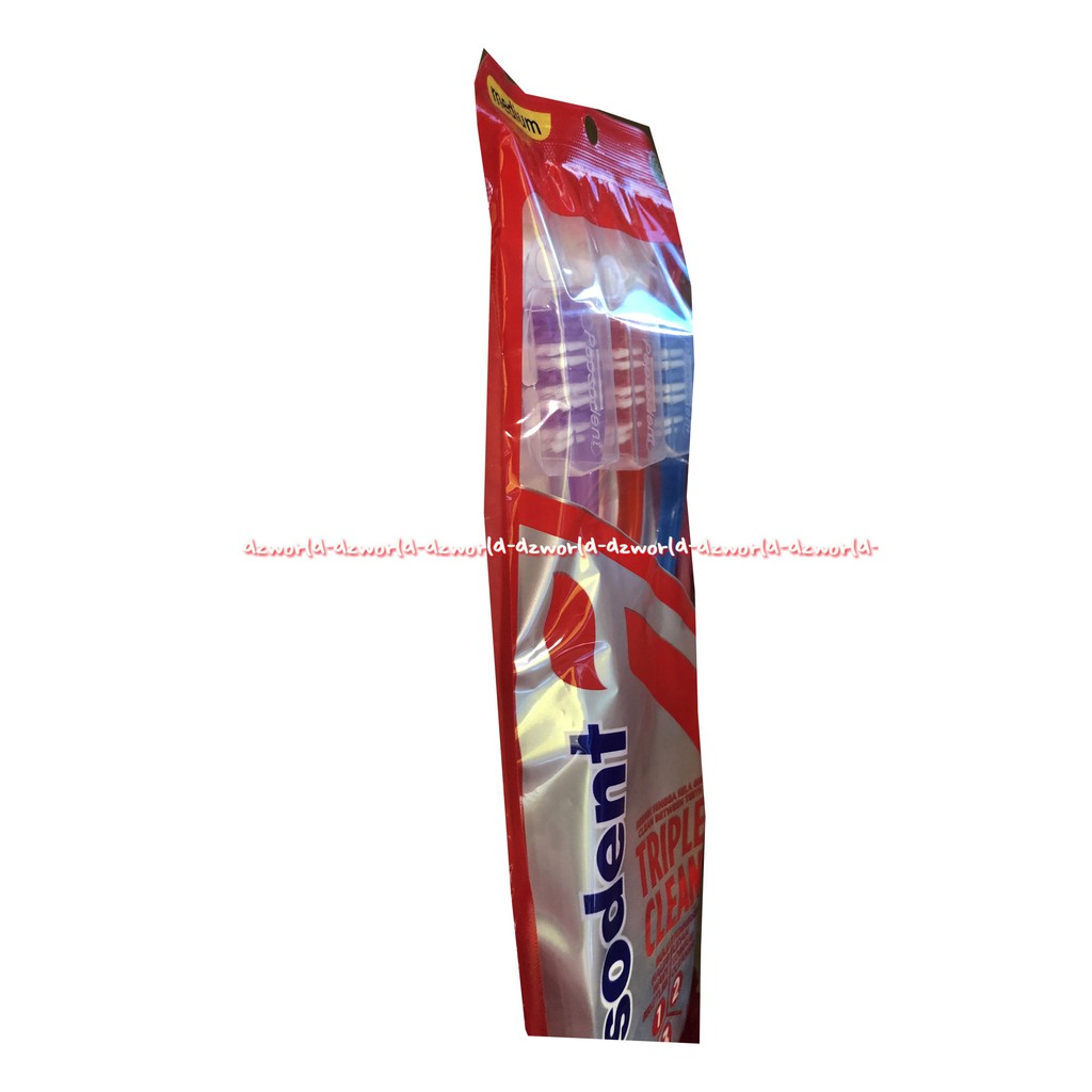 Pepsodent Triple Clean Sela Gigi Soft Isi 3 Pcs Sikat Gigi dengan bulu sikat bergelombang