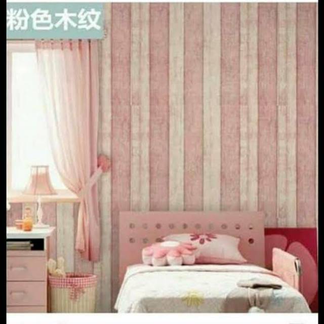 WALLPAPER DINDING MOTIF KAYU SALUR PINK || WALLPAPER DINDING Ukuran 45cm × 10m