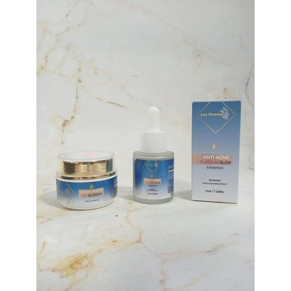 SUNSCREEN PINK BLOSSOM & SERUM ANTI ACNE PLATINUM GLOW